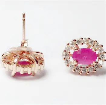 

Natural ruby stud earring 0.6ct*2pcs gemstone Free shipping Natural real ruby 925 sterling silver Fine jewelry #TF18100401
