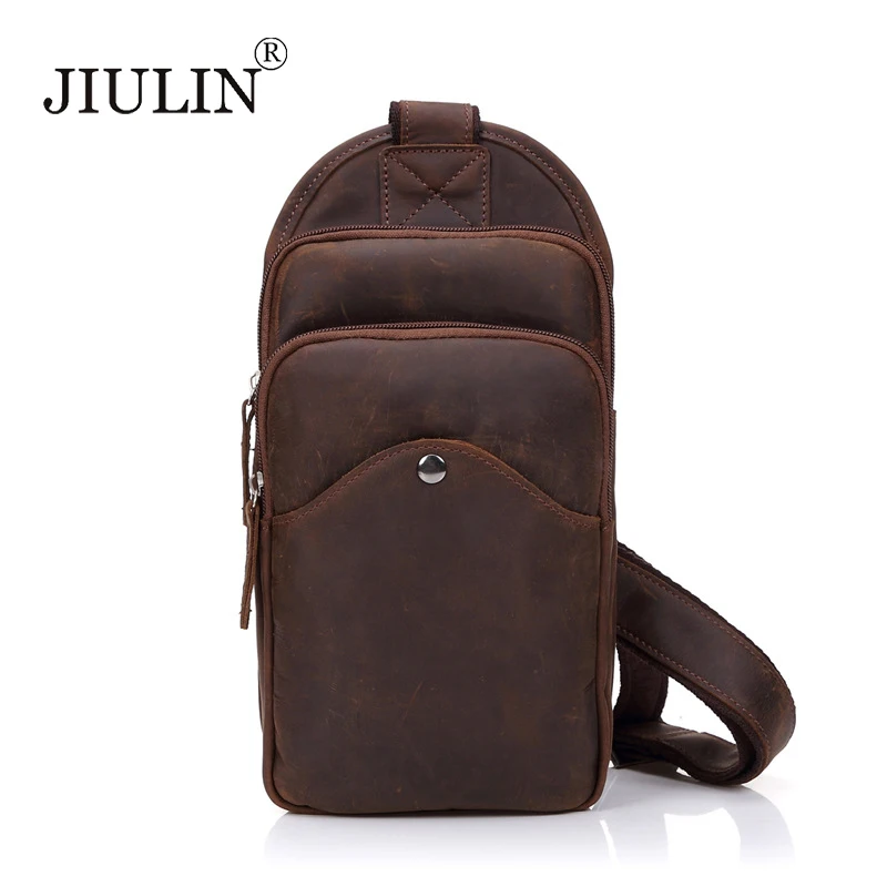 

The new crazy horse chest pack Men Retro Leather Crossbody leather casual small shoulder bag
