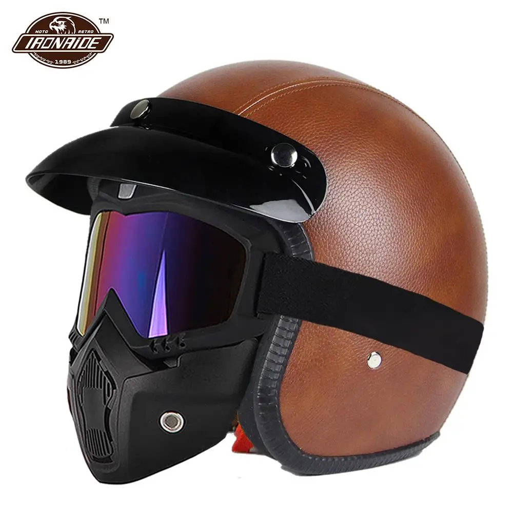 Moto rcycle шлем для мужчин casco moto Ретро Винтаж круизер чоппер Скутер Кафе Racer Cascos moto шлем 3/4 открытый шлем