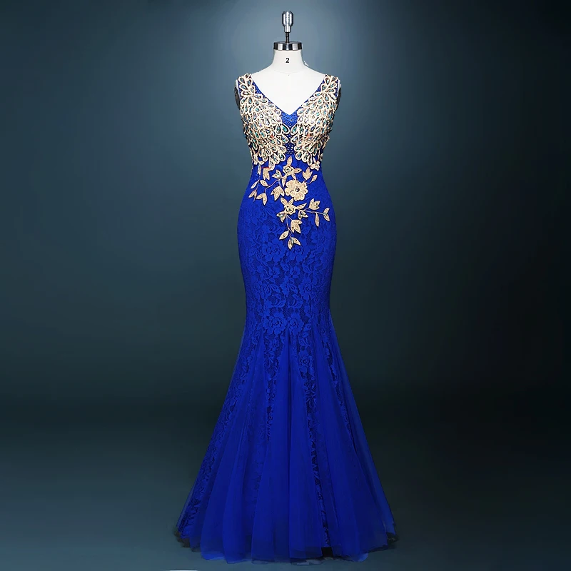 Hot selling Elegant Crystal Beaded Red Royal Blue Lace Mermaid Long Evening Dresses 2018 Prom Party Dress Robe De Soiree Longue Hot selling Elegant Crystal Beaded Red Royal Blue Lace Mermaid Long Evening Dresses 2018 Prom Party Dress Robe De Soiree Longue