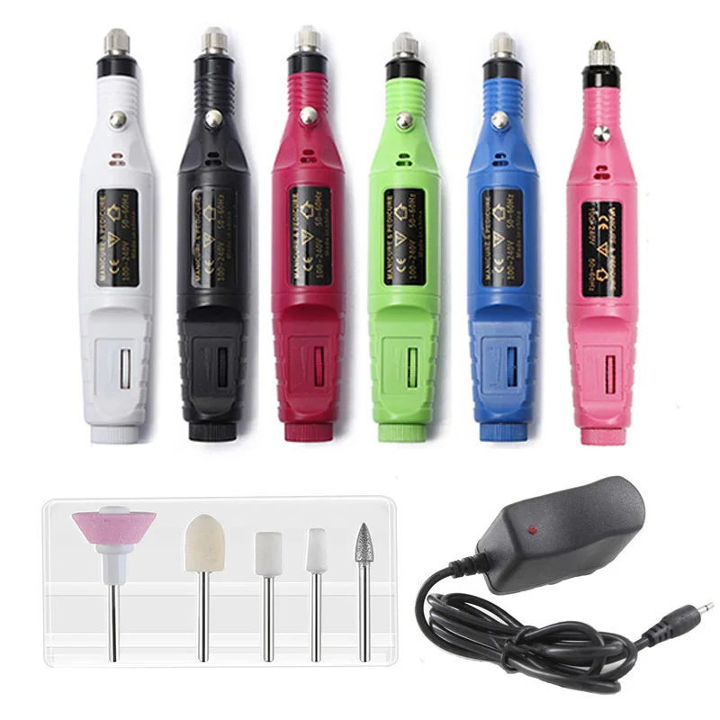 

1 Set 5 Bits Electric Manicure Machine File Drill Kit Tips Nail Salon Pen Cuticle UV Gel Remove Sanding Buffer Pedicure Tool New