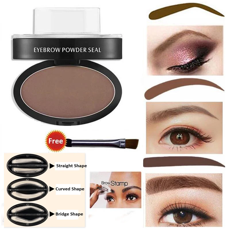 

LEEZI 1993 High Quality Newest 9 options Professional Natural Eyebrow Stamp Beauty Makeup Tool EyeBrow Powder seal Quick Makeup