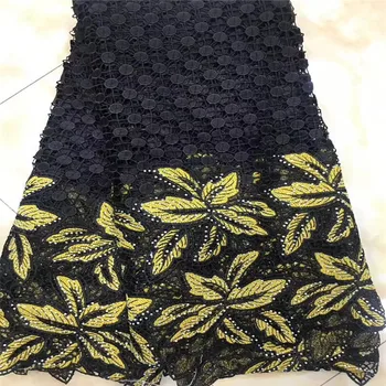 

2018 New Design African Guipure Lace Fabric For Sewing African Cord Lace Fabric Black Water Soluble Lace For Wedding Dress