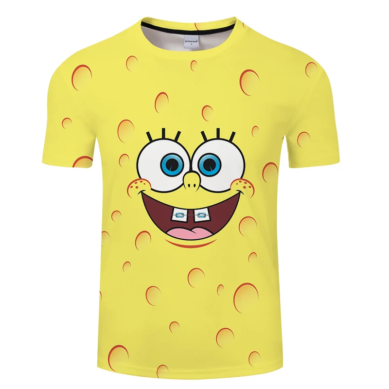 Очень милая Мужская футболка с принтом губки боба, летняя футболка для девочек и мальчиков 3 лет, футболка в стиле Харадзюку для пары, Азиатский размер S-6XL