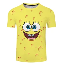 Очень милая Мужская футболка с принтом губки боба, летняя футболка для девочек и мальчиков 3 лет, футболка в стиле Харадзюку для пары, Азиатский размер S-6XL