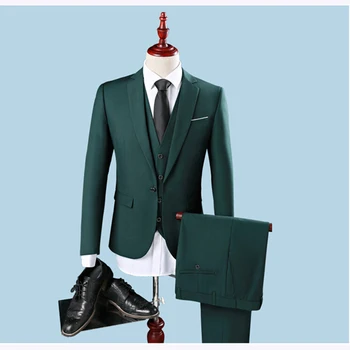 

Slim Fit One Button Groom men suit Tuxedos Man Party Mens Green Suits 2017 business Formal Groomsman Wear (Jacket+Pants+Vest)