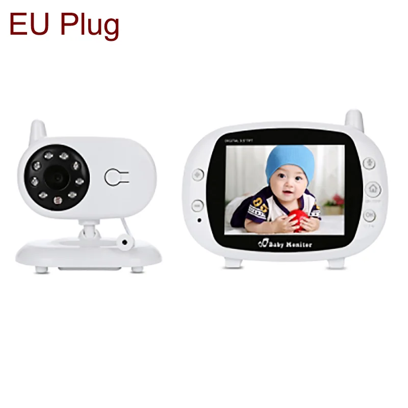 Цветной ЖК-монитор высокого разрешения, детский видеоняни 3,5 дюйма 2,4 ГГц, беспроводной TFT ЖК-монитор с ночным видением - Цвет: EU Plug