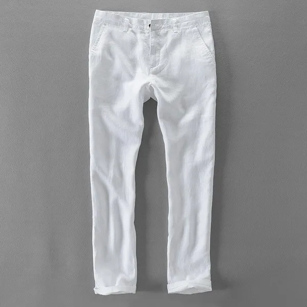 100% Quality Pure Linen Casual Pants Men Brand Long Trousers Men Business Fashion Pants For Men Pantalones Pantaloni Un Pantalon casual pants for men Casual Pants