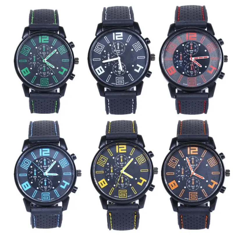 

Fashion Silicone Match Men's Sports No Inside Shadow Tri-Eye Sports Car A Concept Watch