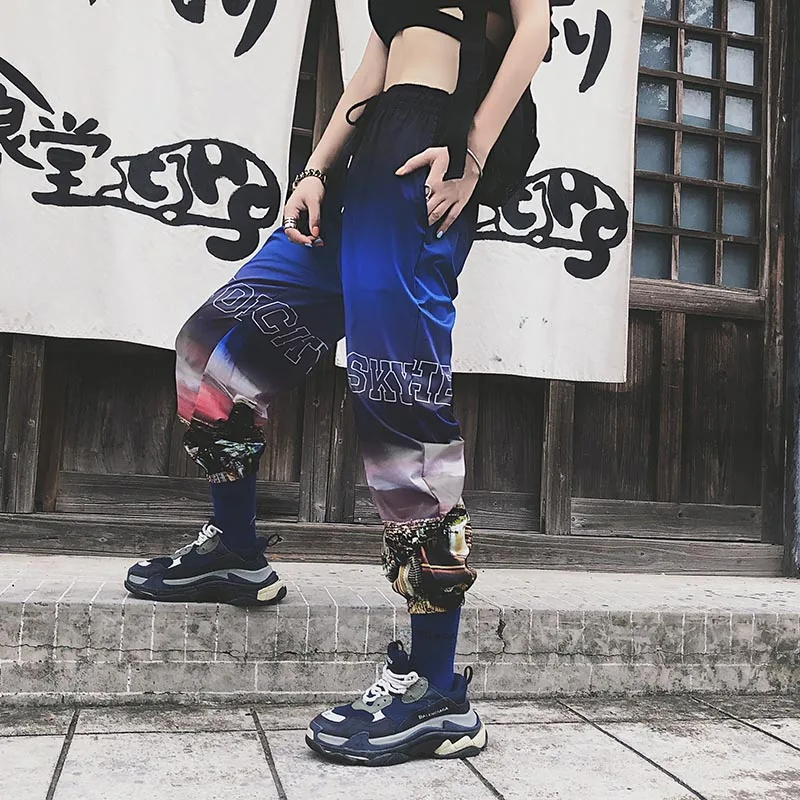 

Gradient City Night View Hip Hop Pants Women Street Dance Wemen's Pants Ankle Length Pants