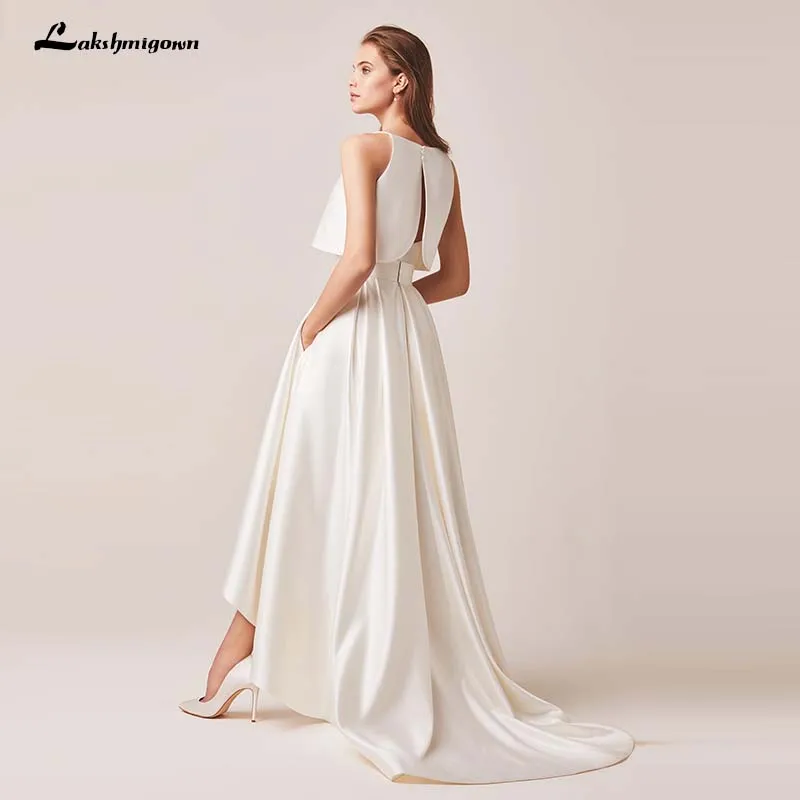 Lakshmigown Ivory Stain High/Low Wedding Dresses with Jacket Floor-Lenth Bridal Gown Party Dresses Vestido De Noiva simple wedding dresses