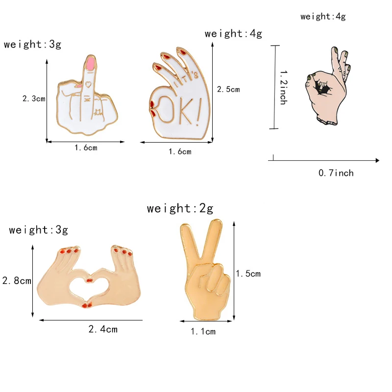 Жест коллекция! Язык жестов ок Хорошо да сердце рука палец эмаль значки Броши Булавки