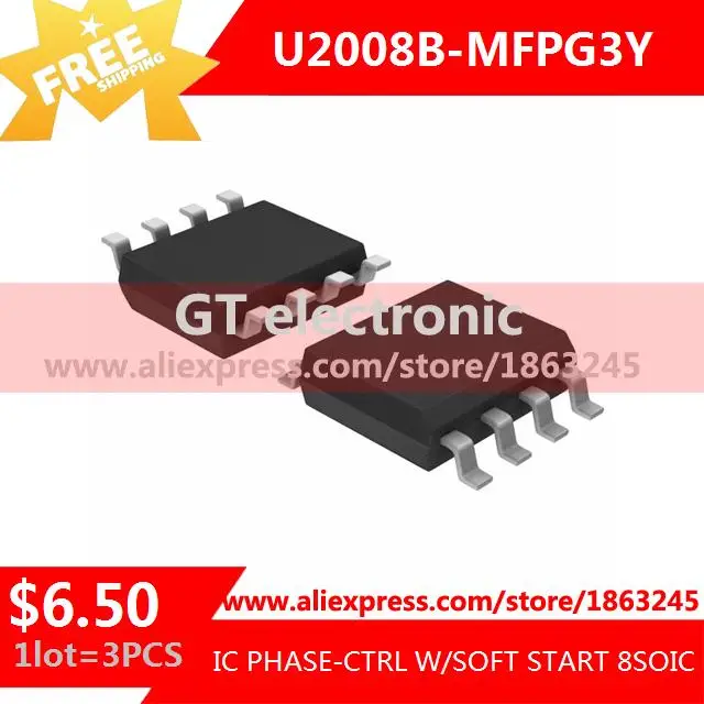 Регулятор напряжения U2008B-MFPG3Y IC PHASE-CTRL W / мягкий начать 8 SOIC 2008 U2008 3шт |