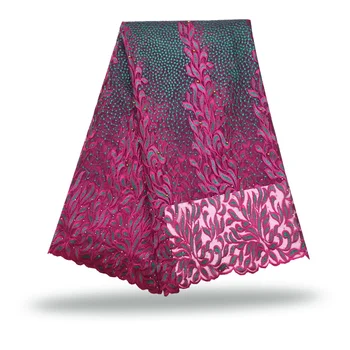 

Latest African Stones Laces Fabrics Embroidered 2019 High Quality French Lace Fabric Nigerian Net tulle Lace Fabric