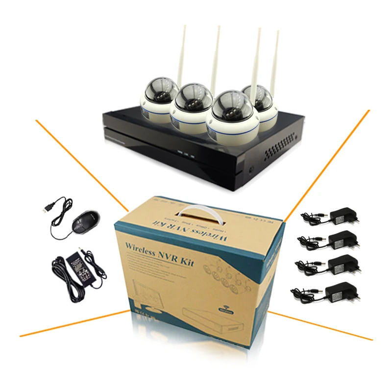 

NEW Full-HD 4CH 1080P WIFI Wireless IP Dome Camera remote view NVR System IP Camera Kit P2P Onvif CCTV Indoor Sony IMX323