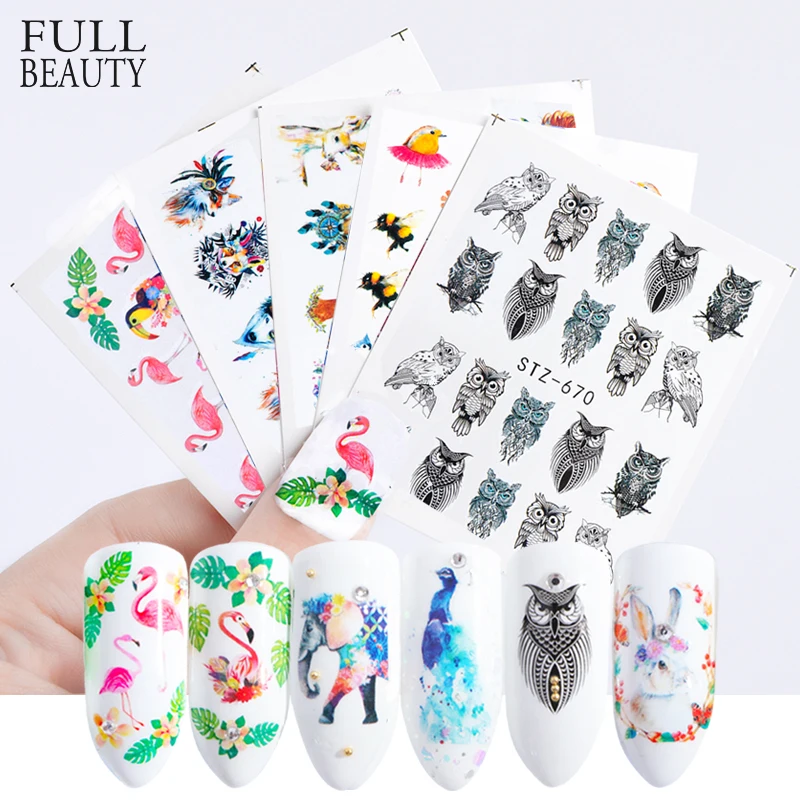 

Full Beauty 1pc Nail Art Water Sticker Animal Owl Flamingo Cartoon Decal Wraps Slider Manicure Nail Foil Decoration CHSTZ659-673