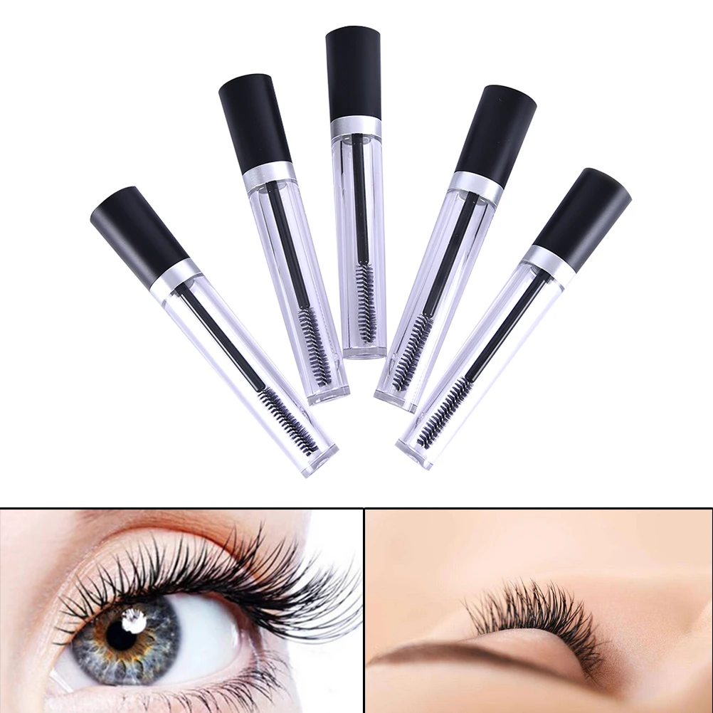 

New 1pc 8ml Empty plastic clear Mascara Tube Vial/Bottle/Container with Black Cap for eyelash growth medium mascara