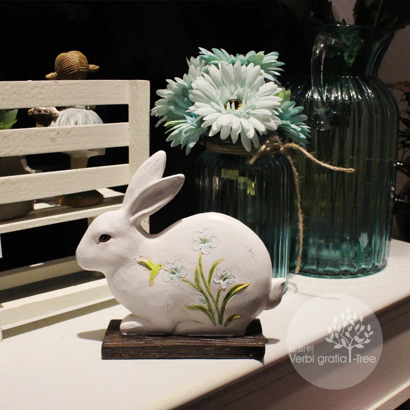 

Idyllic Cute Rabbit Garden Craft Home Study Bionic Animal Decoration American Country Creative Ornaments
