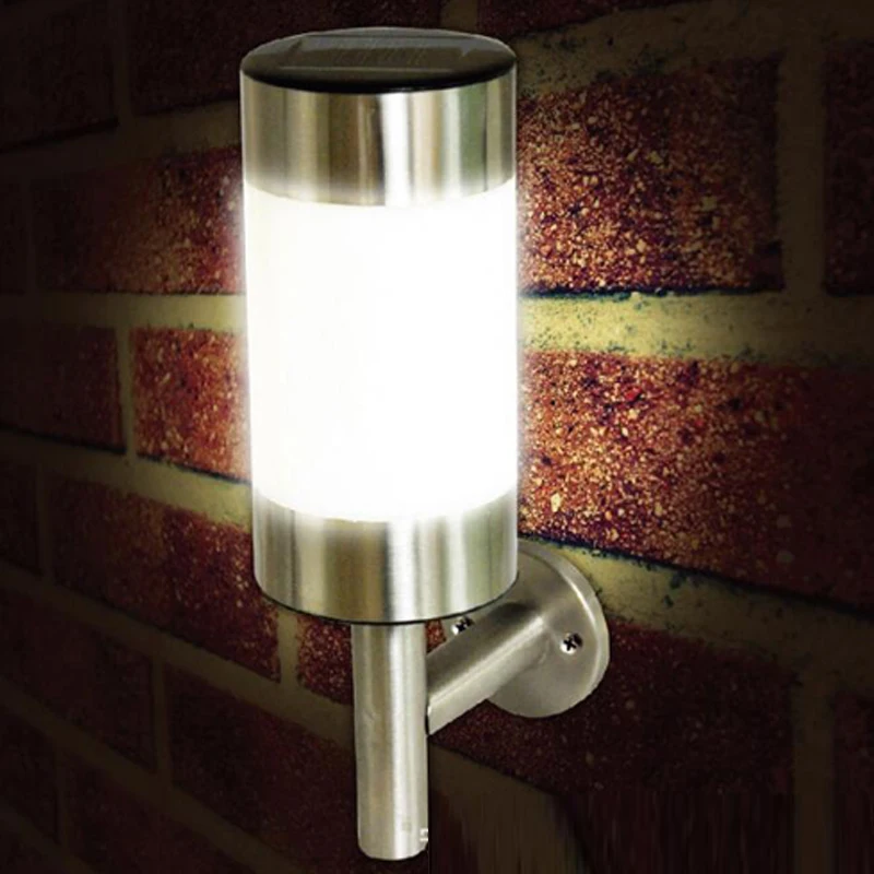 

LED Solar light Stainless Steel LED Solar Power Wall Mount Light Sensor solar Lamp Waterproof Outdoor Garden Yard Path Landscape
