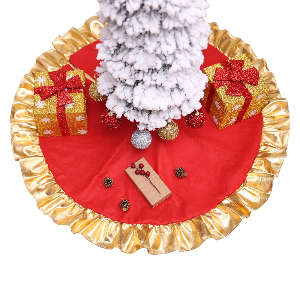 

Dia 90cm Golden Ruffle Edge Christmas Tree Skirt for Home 2019 New Year Christmas Party Decoration Supplies SD491