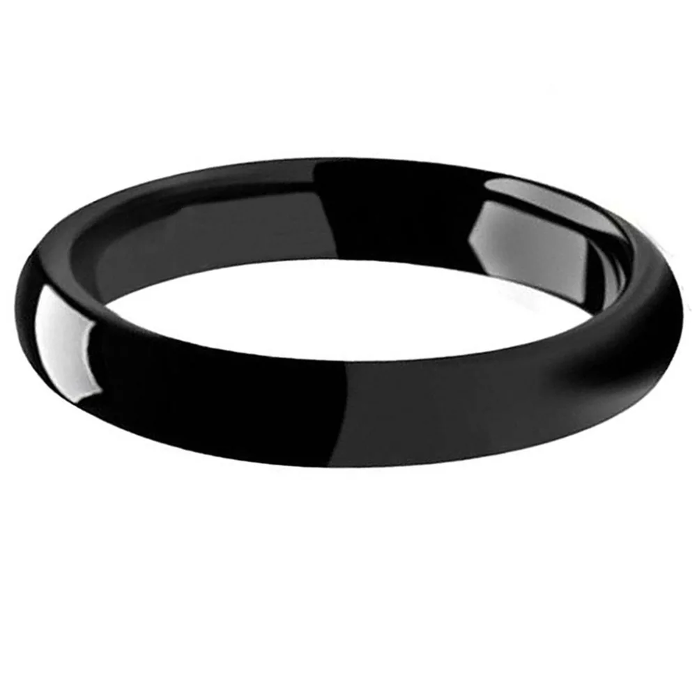 4 мм полированное кольцо с черным куполом из карбида вольфрама Необычные обручальные кольца унисекс