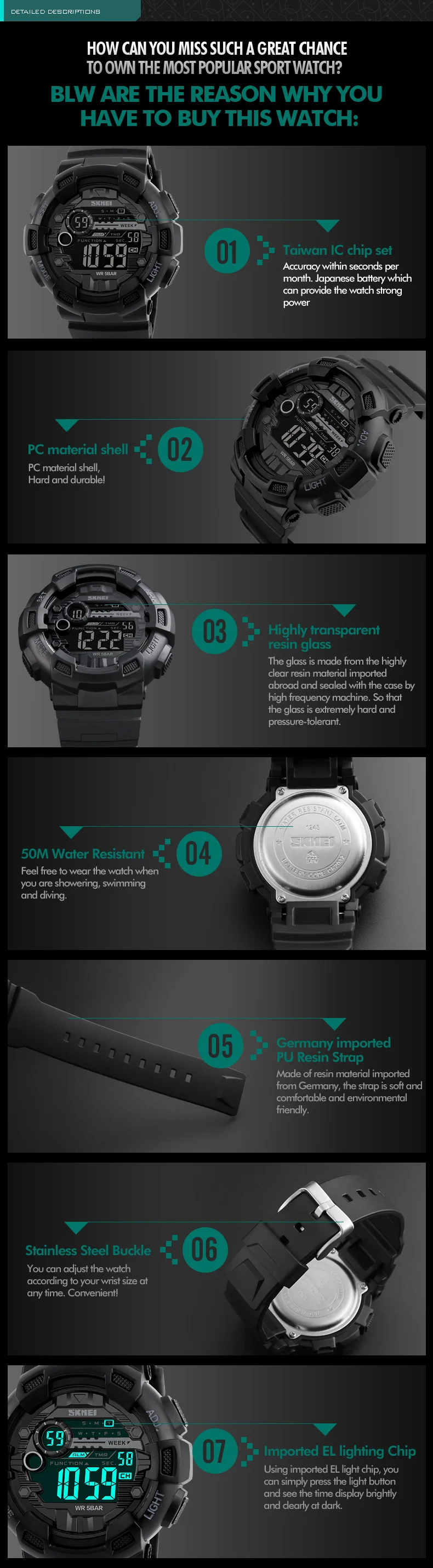 SKMEI мужские спортивные цифровые часы с двойным временем, водонепроницаемые, задний светильник, цифровые часы с хронографом, противоударные наручные часы