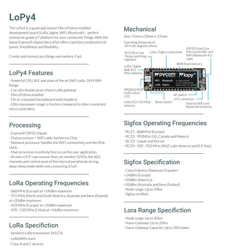 1 шт х fipy IOT макетная плата с Sigfox, LoRa, Wi-Fi, BLE и сотовая связь LTE-CAT M1/NB1