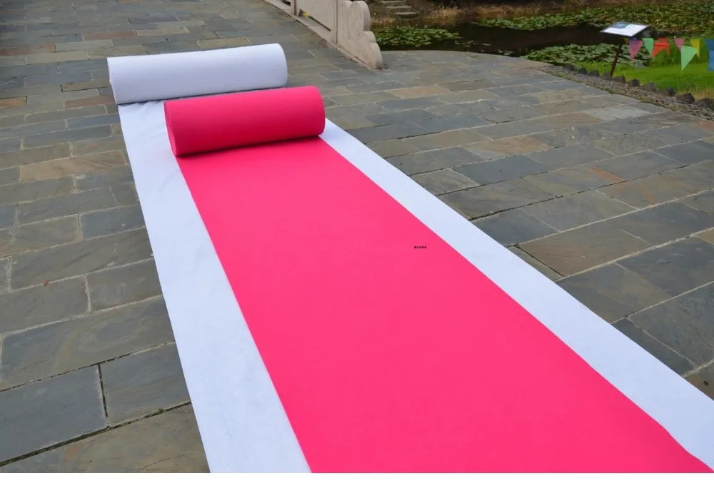 

Wedding Party Pink Carpet Red Decoration Romantic Lovely Rug Aisle Runner Nonwoven Roll DK04