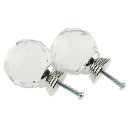 Pack of 5 40mm Crystal Glass Cabinet Knob Drawer Pull Handle Kitchen Door Wardrobe