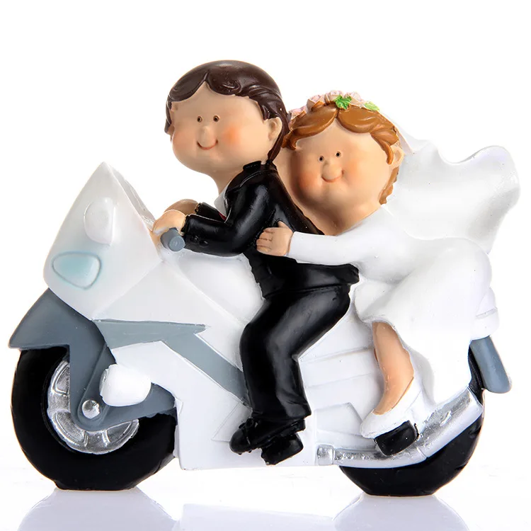 Толстая пара свадебный торт Топпер мотоцикл Невеста и жених торт Топпер свадебные подарки сувениры украшения торта