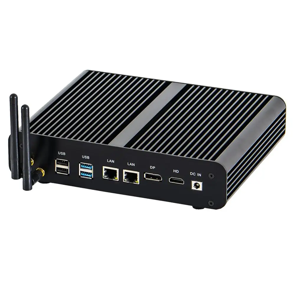 4K безвентиляторный мини-ПК, настольный компьютер, Windows 10/Ubuntu, Intel Core I7 7560U/7660U, [HUNSN BM02L],(DP/HD/2LAN/4USB3. 0/4USB2. 0/WiFi