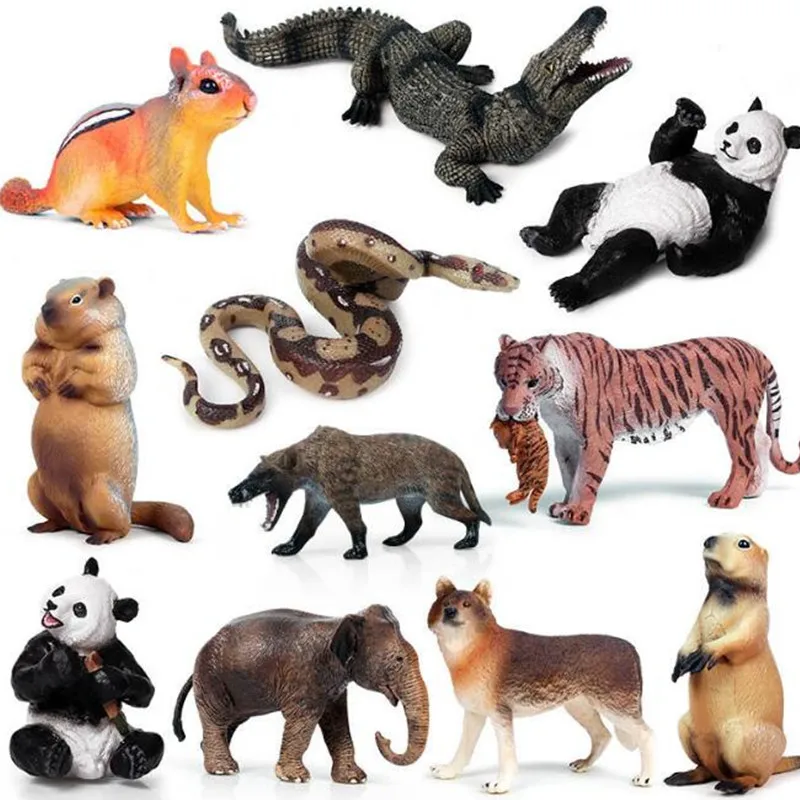 

Simulated Wild Animals Solid Model Toy Marmot Panda Crocodile Snake PVC Model Toys Children Gift