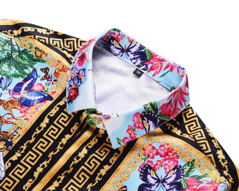 Для мужчин s Гавайские рубашки цветок Chemise Homme рубашка человек Стильный повседневное Slim Fit кнопка подпушка с длинным рукавом Роскошные