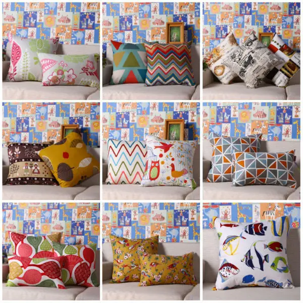 Fashion Sale Two-Sided Cotton Canvas Geometric Wave Stripe Floral Fabric Colorful Decorative Throw Pillowcase Cushion Home Decor | Дом и сад