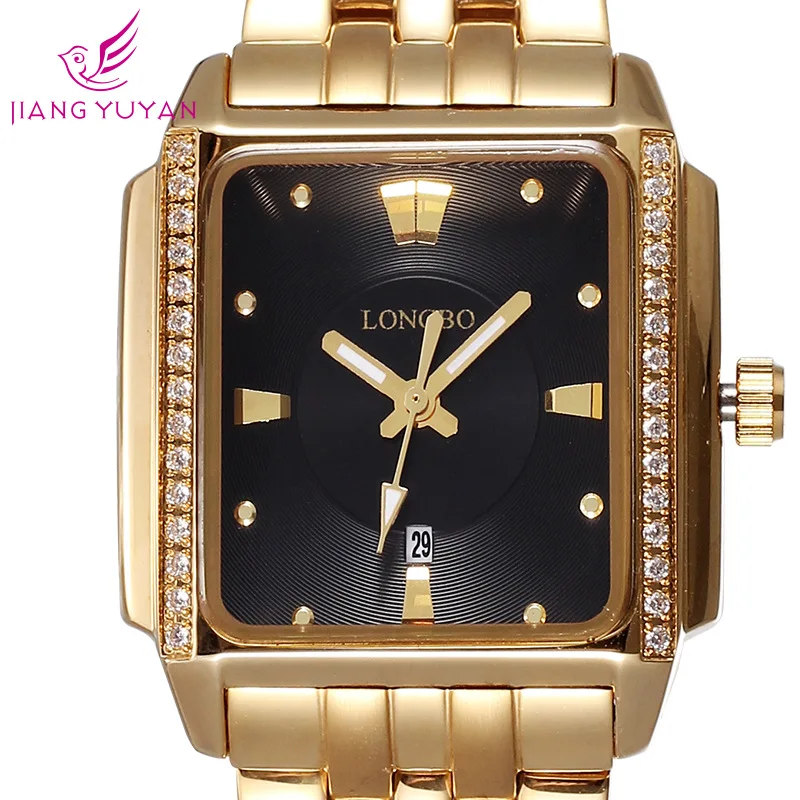 LONGBO Luxury Brand Auto Date Waterproof Gold Crystal Watch Women Fashion Business Dress Quartz Watches Lady