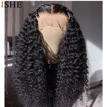 360 Кружева передние парики кудрявый вьющиеся короткие парики 13x6 глубокий спереди кружева Remy человеческие волосы предварительно длинные парики Черный Полный конец для Для женщин