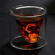 Criativo 2 tamanhos de vidro de vinho designer crânio cabeça tiro vidro diversão transparente festa doo vidro vaso meu bootle copa cerveja festa decoração