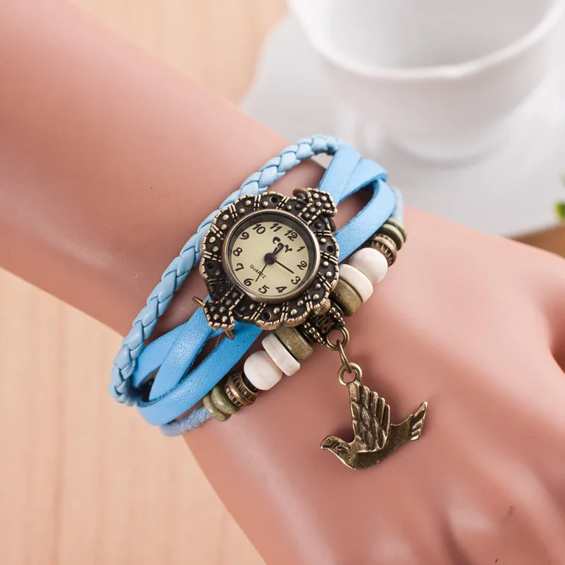 The flying bird Pendant Leather Strap font b Wooden b font beads decoration Retro Casual font