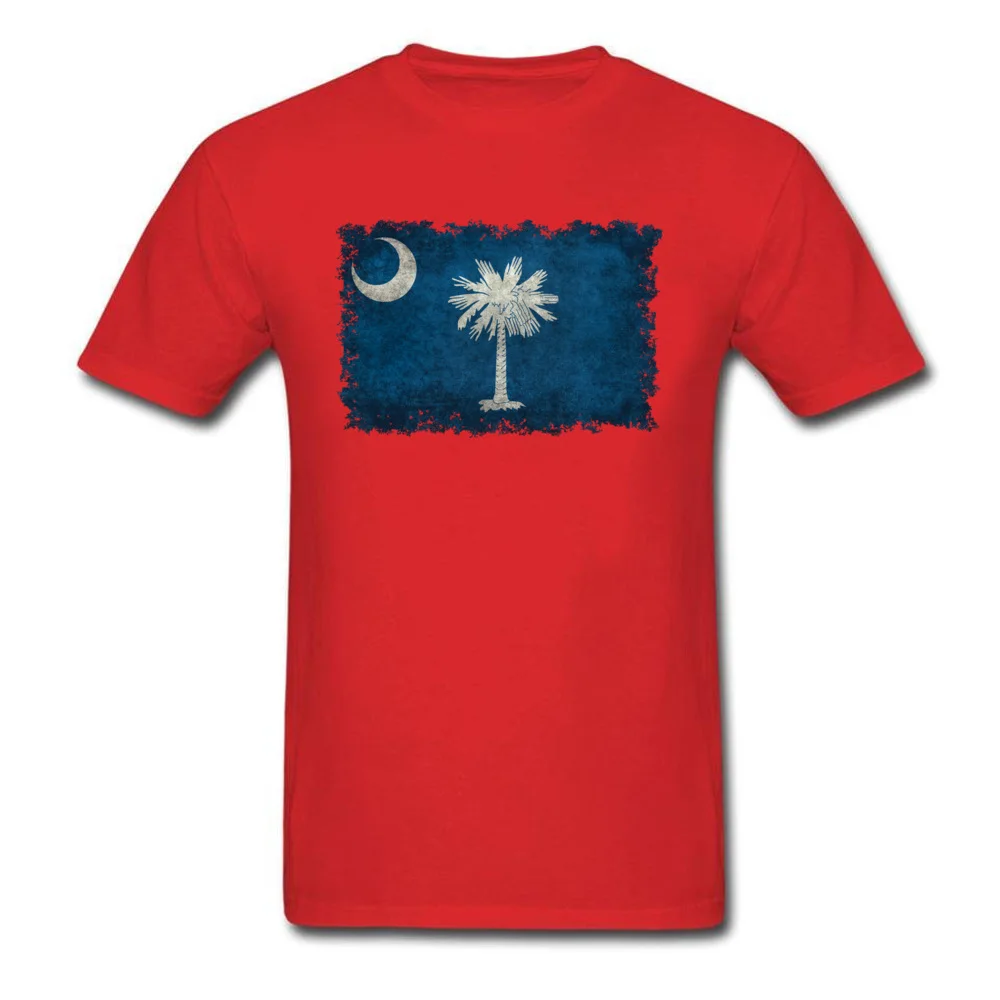  Custom Tops Shirt Funny Short Sleeve Men's T Shirts TpicOriginaltitle Cool ostern Day Tees O-Neck Top Quality Vintage South Carolina Flag red