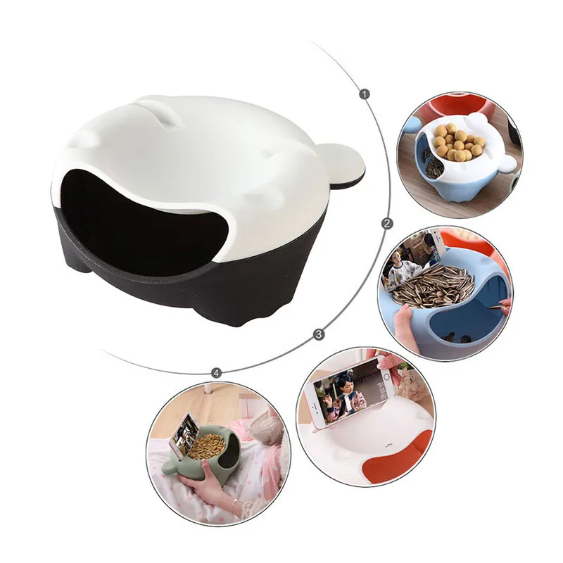 

1Pc Creative Bear Style Snack Storage Box Double Layer Thickened Plastic Desktop Food Container Multifunctional Organizer 6A0034