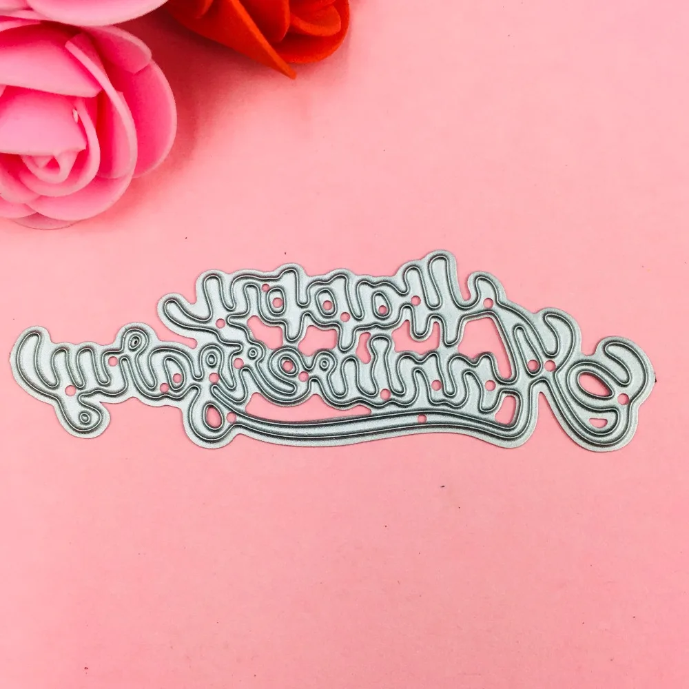 Happy Anniversary metal die cutting dies scrapbooking embossing folder