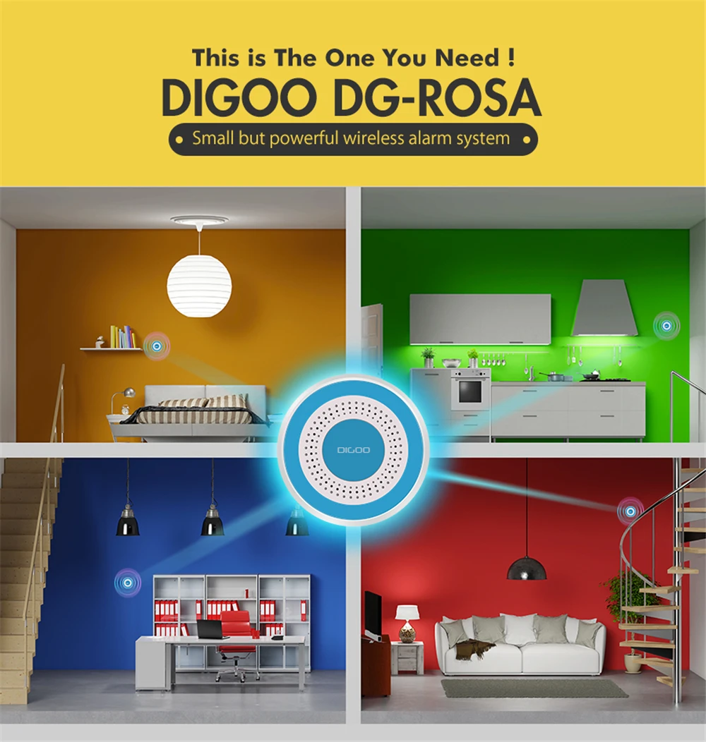 

Digoo 433MHz Wireless Alarm Security Kits DG-ROSA Host & Siren Set Standalone Alarm Siren Multi-function Home Security System
