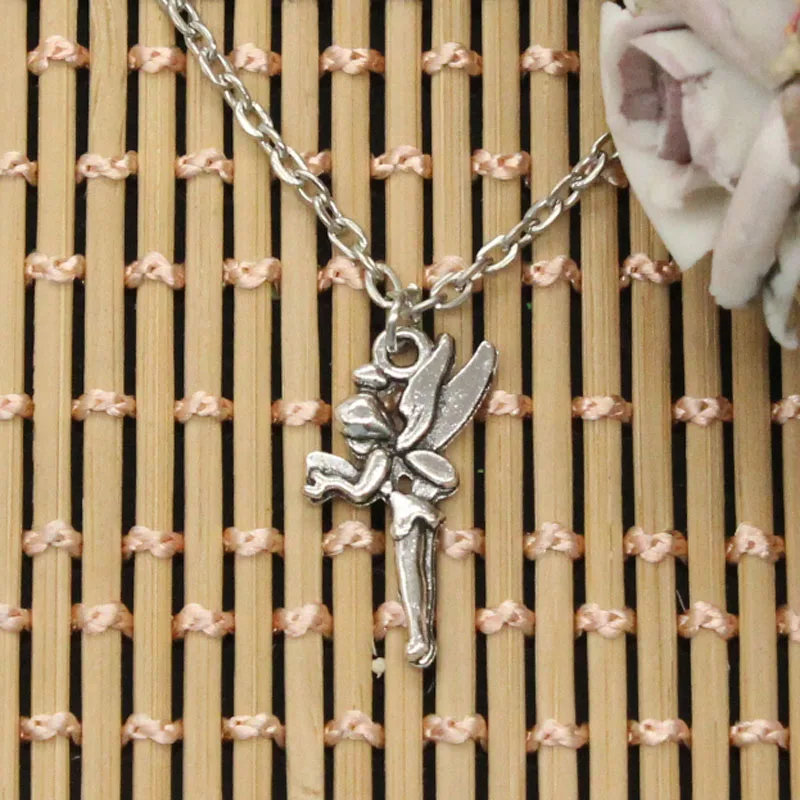Новая Мода тибетский серебряный кулон Ангел фея Динь-Динь чокер Шарм короткий длинный DIY ожерелье по Заводской Цене ювелирные изделия ручной работы - Окраска металла: cross chain