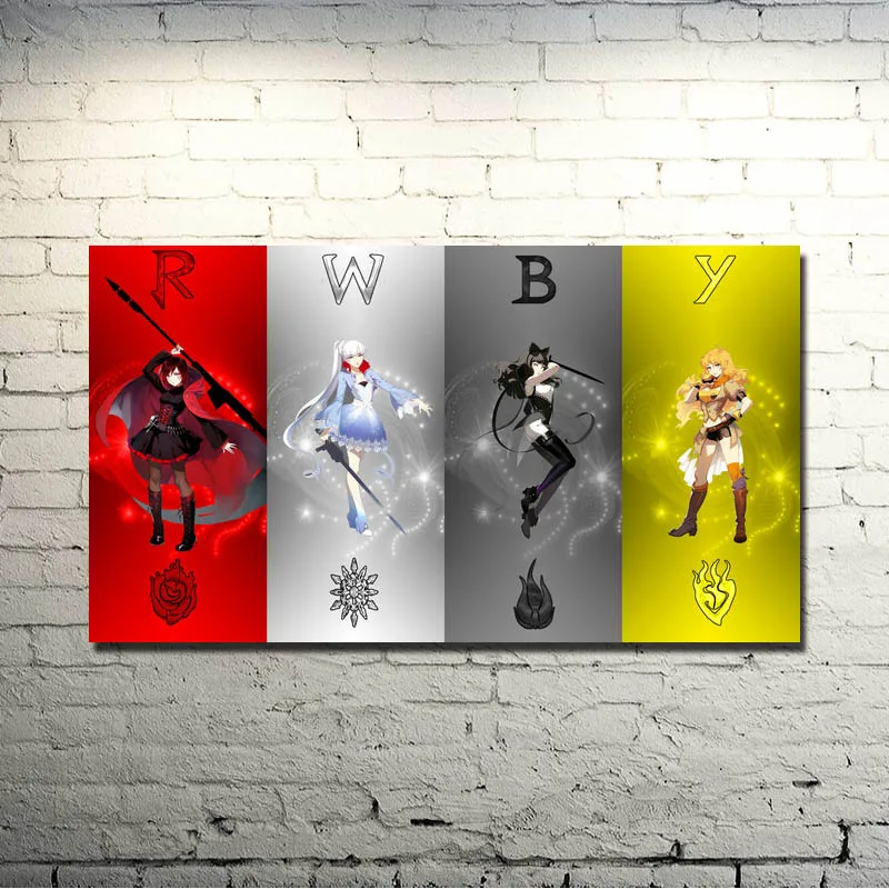 

RWBY Volume 2 3 Anime Cartoon Art Silk Fabric Poster Print 13x24 24x43Inch Pictures For Room Decor Ruby Rose Weiss Schnee 058