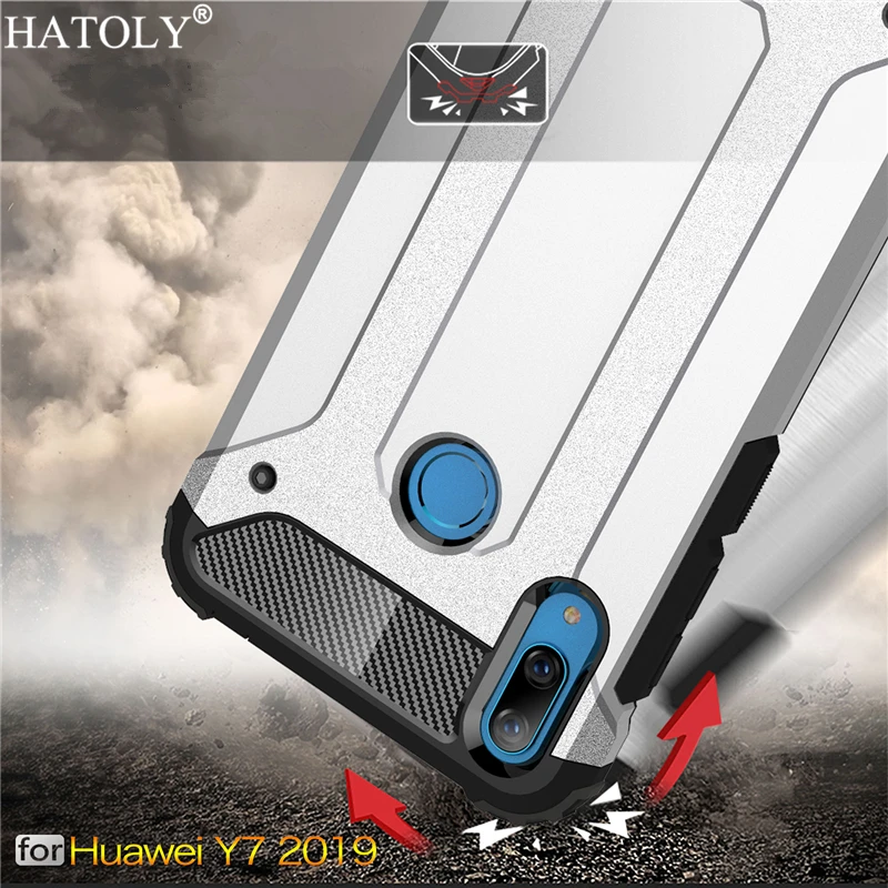 

Cover Huawei Y7 2019 Case Silicone Rubber Armor Protective PC Shell Hard Phone Case For Huawei Y7 2019 Cover For Huawei Y7 2019