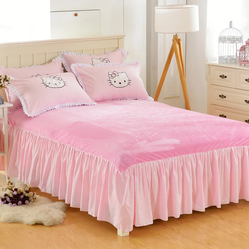 Winter Flannel Warm Bed Skirt Thicken Cover Sheets Lace Winter Flannel Warm Bed Skirt Thicken Cover Sheets Lace Bedspread Sheet Soft C Velvet In From Home
