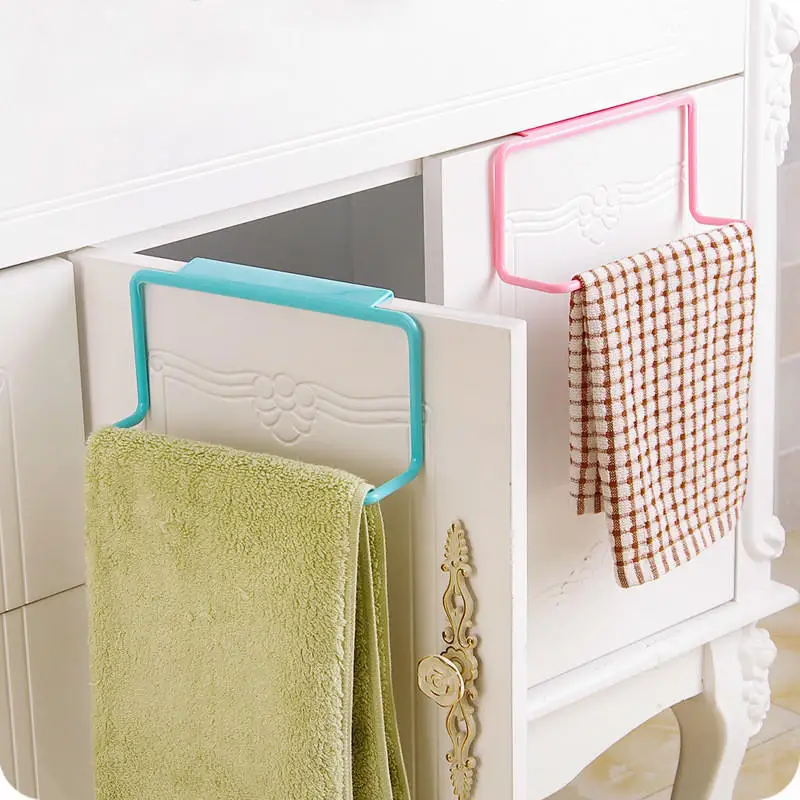 

Hot Kitchen Towel Hanging Rack Holder Rail Organizer Free Nail Over Door Back Rack Bathroom Kitchen Cabinet Cupboard Hanger