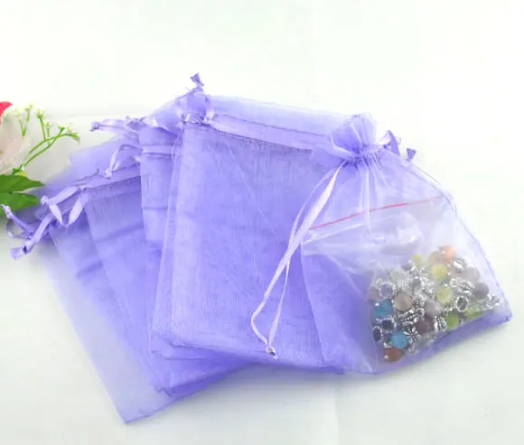 

100pcs 7x9cm Party Decorations Drawable Organza Candy Gift Bags Jewelry Pouches Wedding Favor Transparent White Birthday