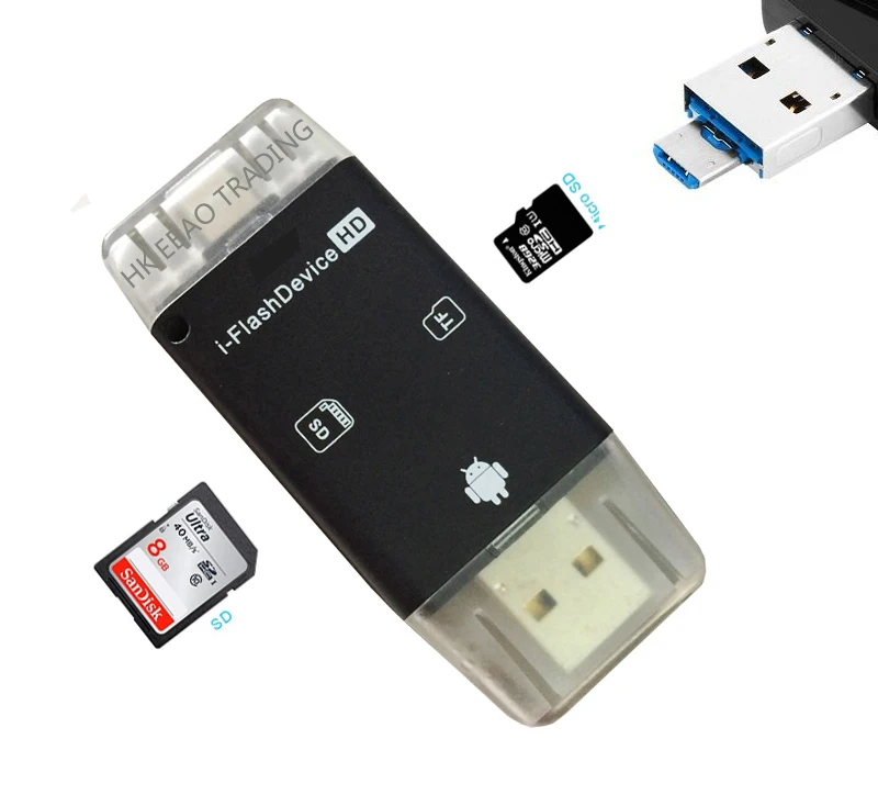 NEW 3in1 i Flash Drive USB Micro SD OTG SDHC TF SD Card Reader for
