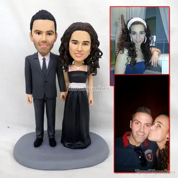 

custom Clay sculpey Sculpting real face human doll by polymer clay figure wedding cake topper decor gift for valentine halloween